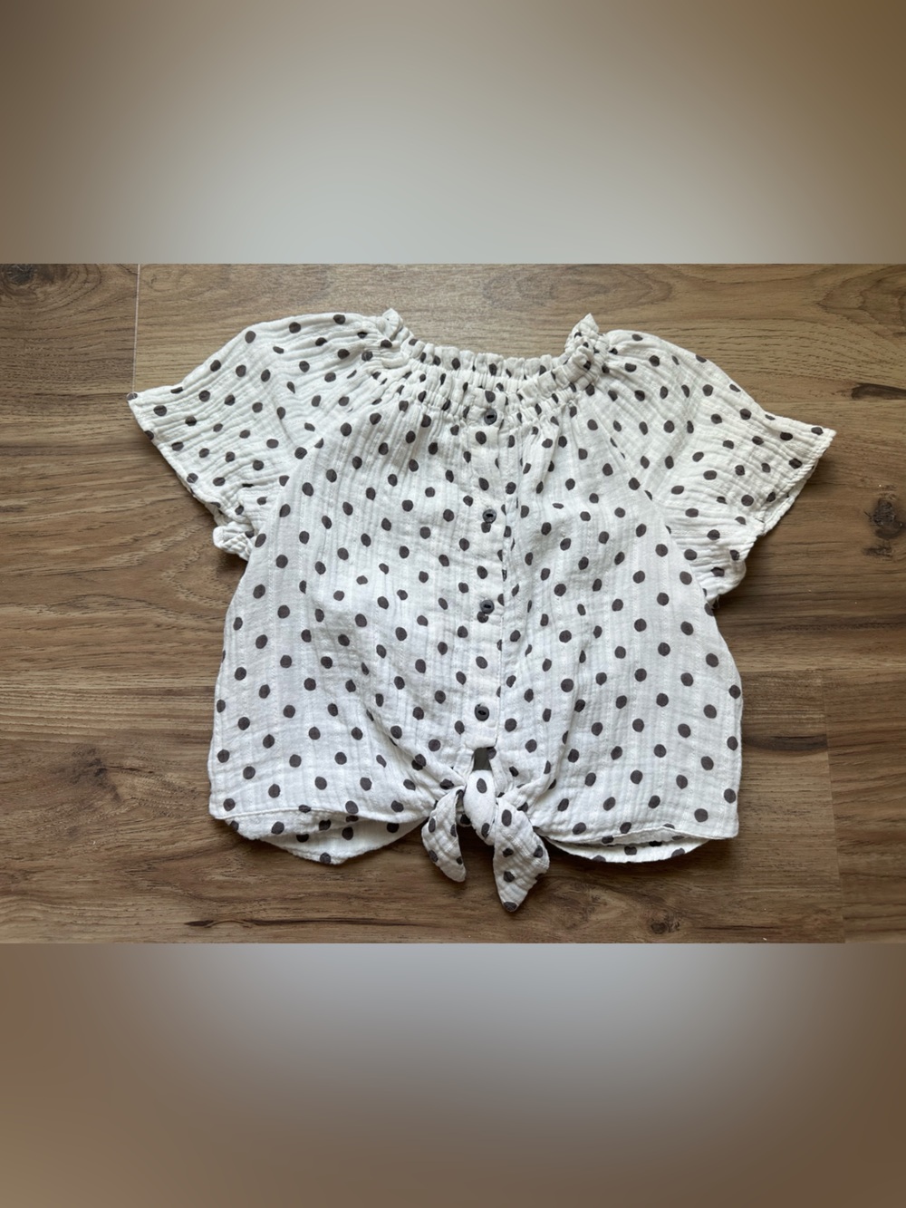 Zara Girl Polka Dot Tie-Front Blouse